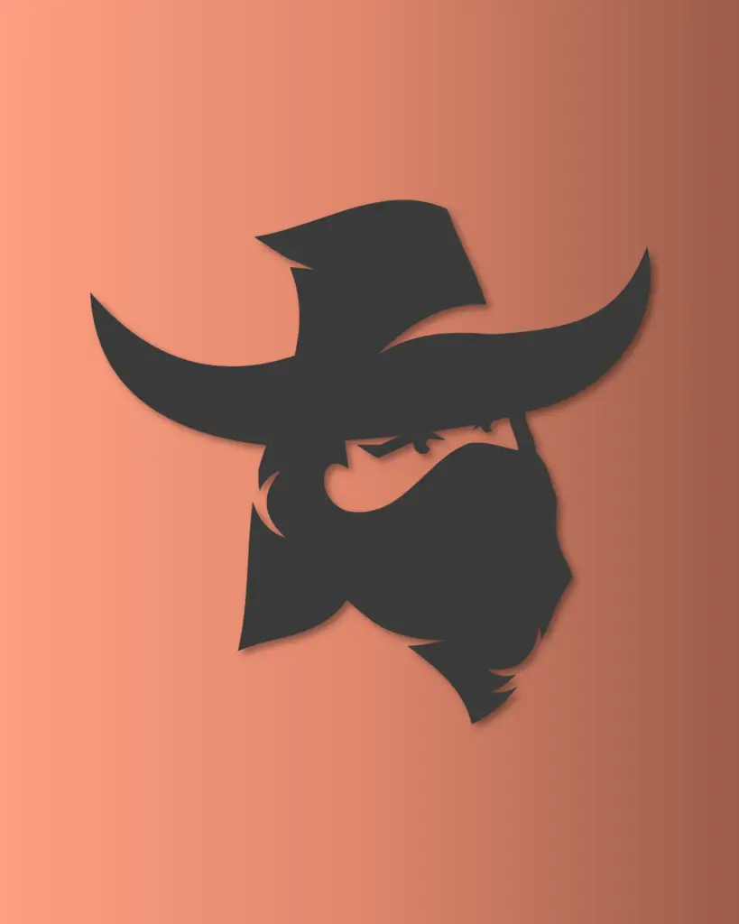 Silueta kovboje na oranžovém podkladu