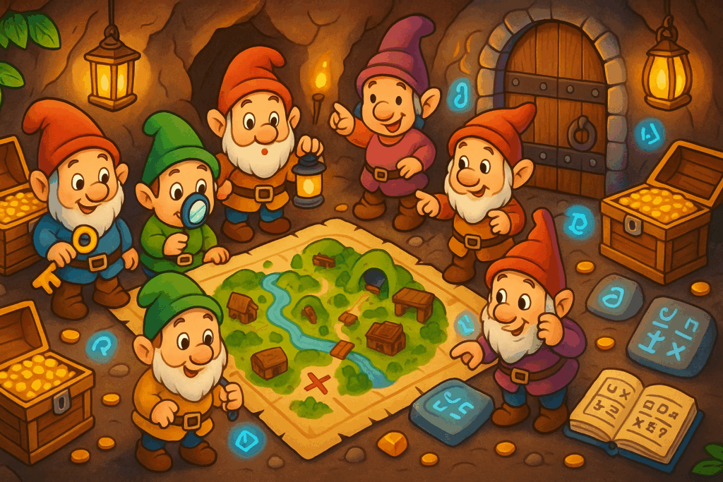 Trpaslíci nad mapou